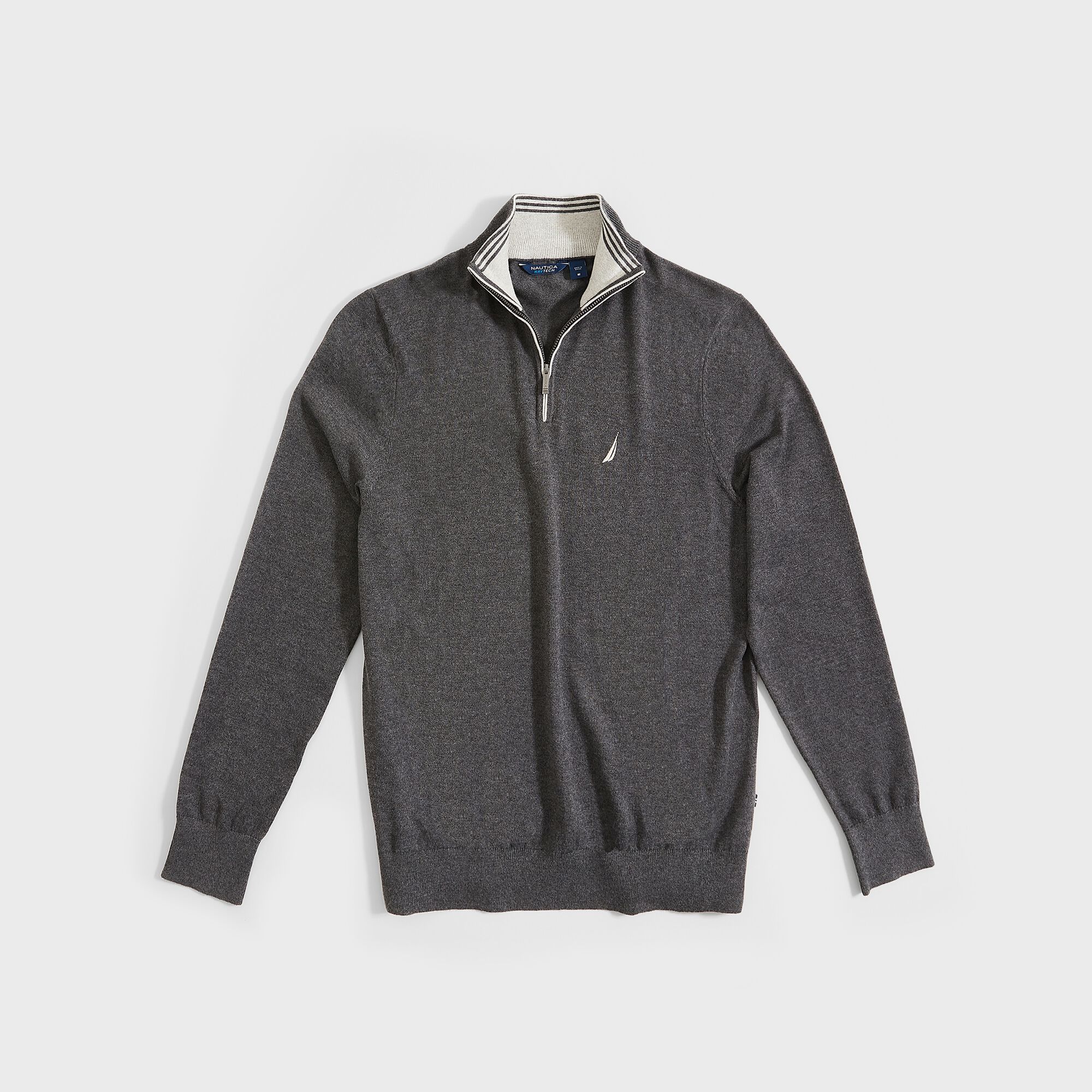 BIG & TALL NAVTECH QUARTER-ZIP SWEATER,Charcoal Heather,large