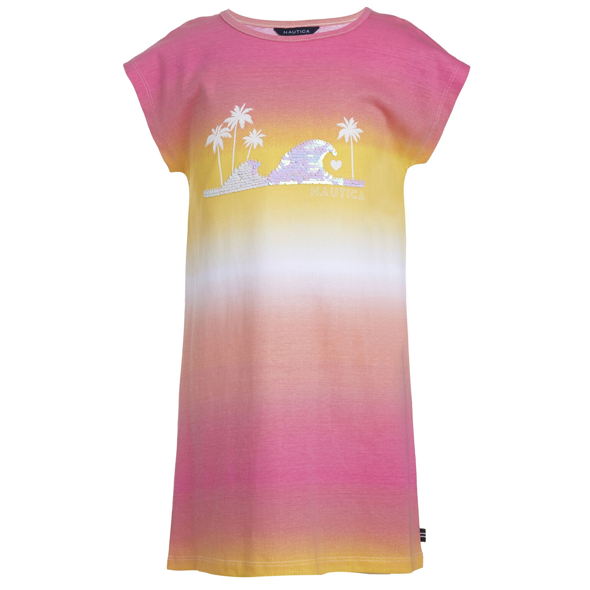TODDLER GIRLS' WAVE OMBRE T-SHIRT DRESS (2T-4T),Firey Red,large