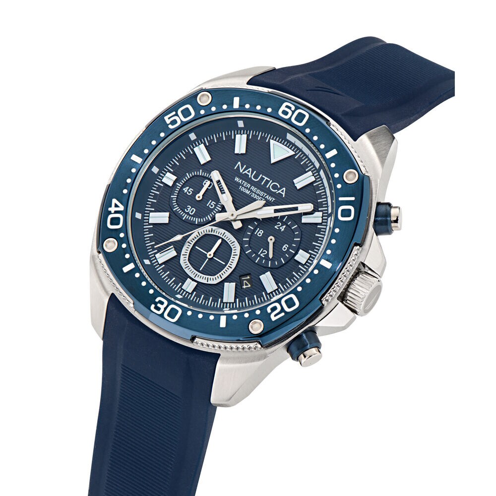 NCT Blue Sail Chronograph Silicone Watch,Ice Blue,large