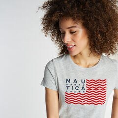 CLASSIC FIT T-SHIRT IN FLAG GRAPHIC,Grey Heather,large