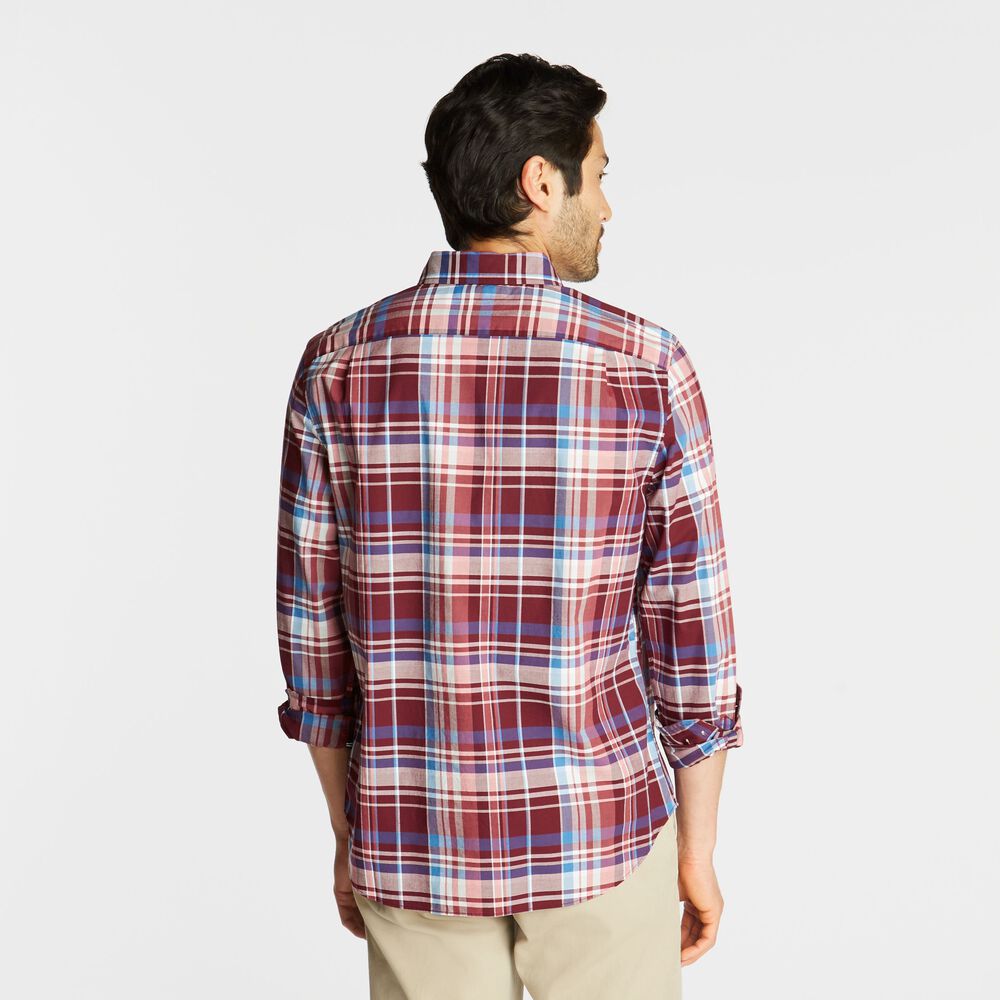 CLASSIC FIT POPLIN SHIRT IN PLAID,Zinfandel,large
