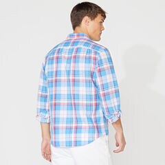 PLAID LINEN SHIRT,Bright White,large