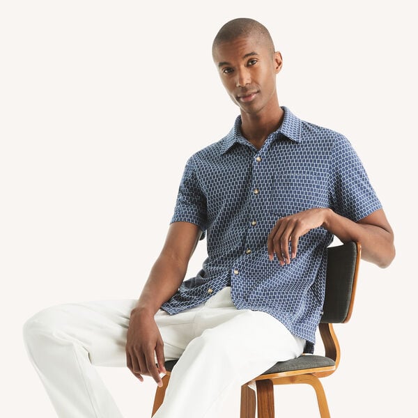 Classic Fit Printed Button-Front Polo
