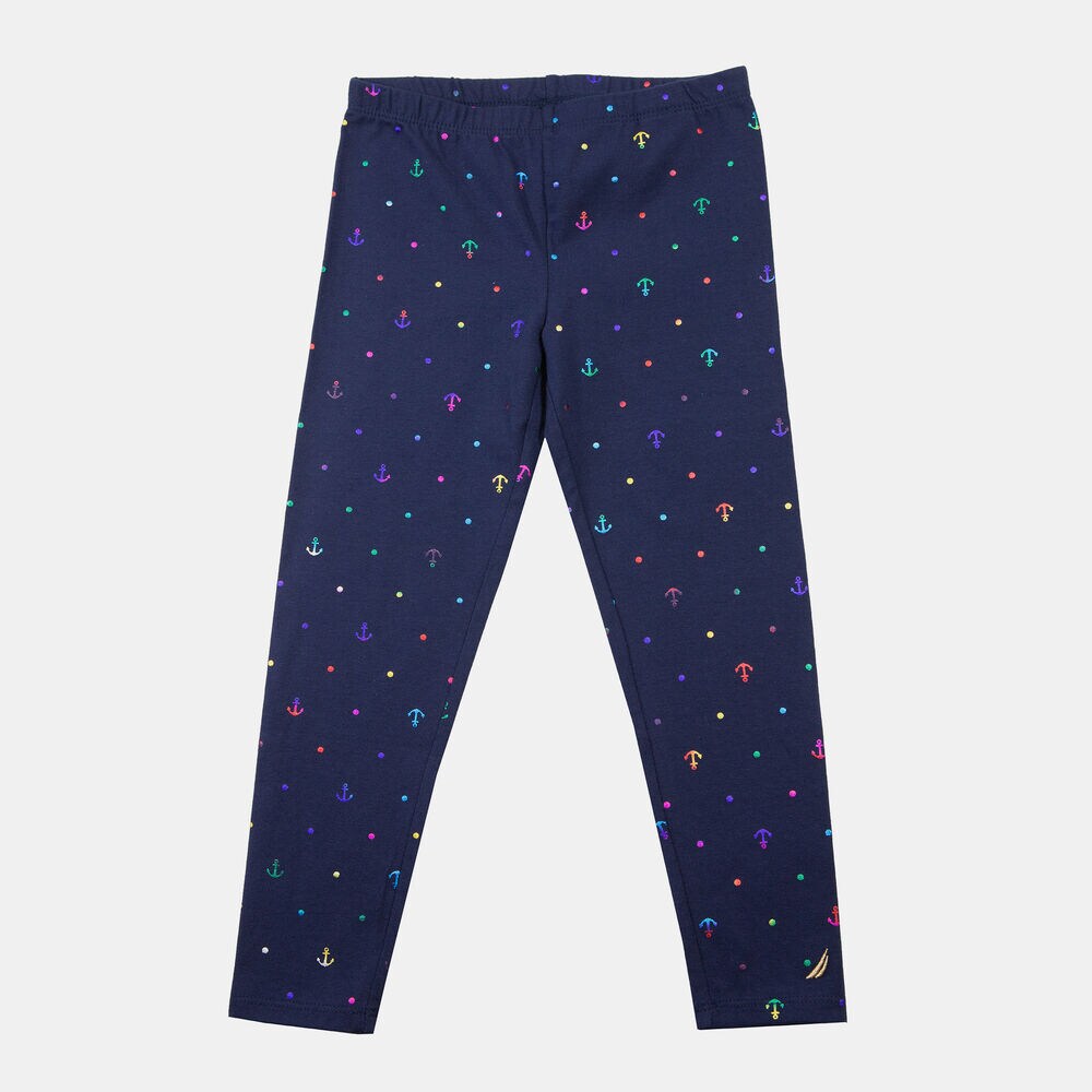 GIRLS' RAINBOW FOIL ANCHOR PRINT LEGGING (8-20),Navy,large