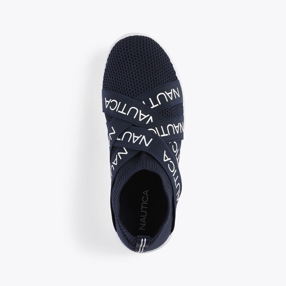 CRISSCROSS LOGO-STRAP SNEAKER,Navy,large
