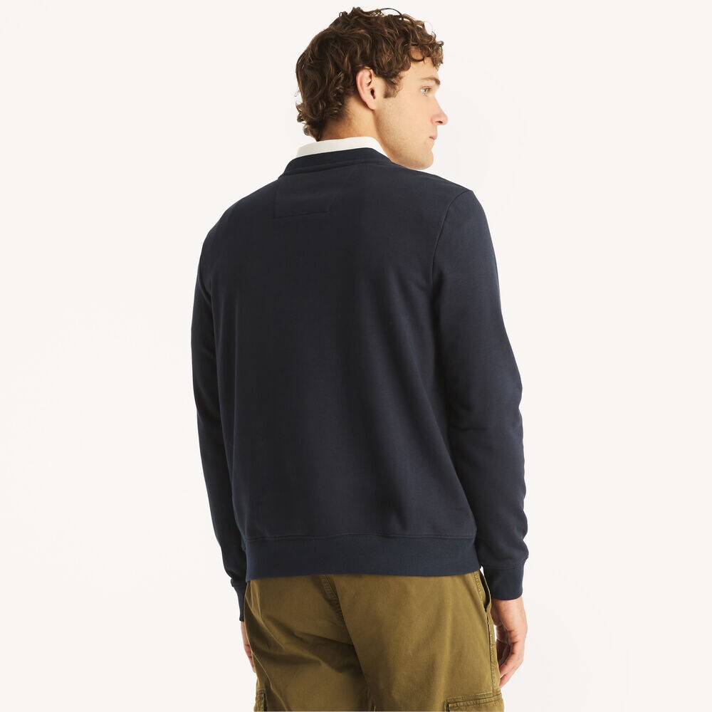 Nautica Jeans Co. Embroidered Crewneck Sweater,Stellar Blue Heather,large