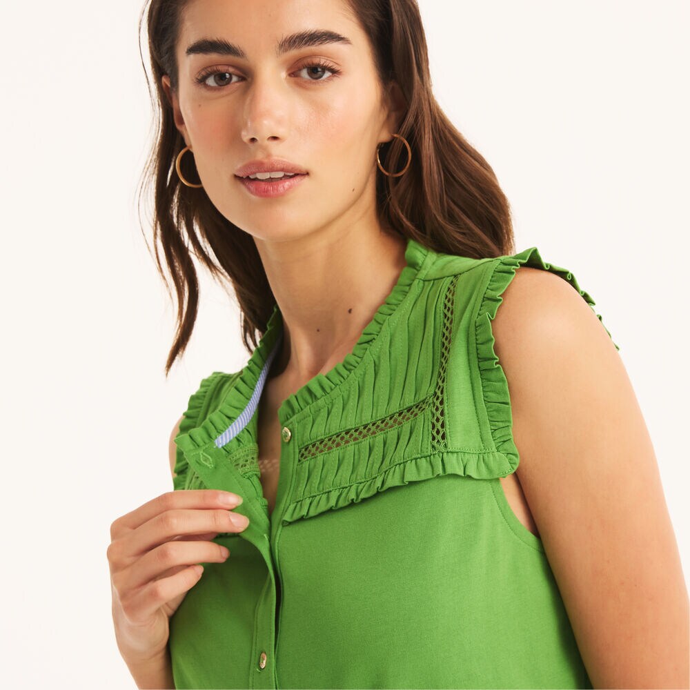 Ruffle Pintuck Top,Mint Spring,large