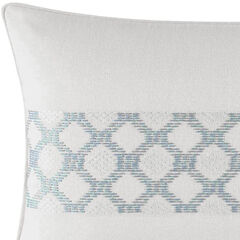 Locklear Aqua Texture Embroidered Breakfast Pillow in Open Turquoise,Castaway Aqua,large