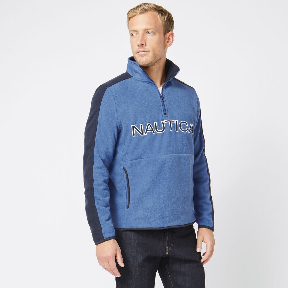 LOGO QUARTER-ZIP NAUTEX FLEECE,Windsurf Blue,large