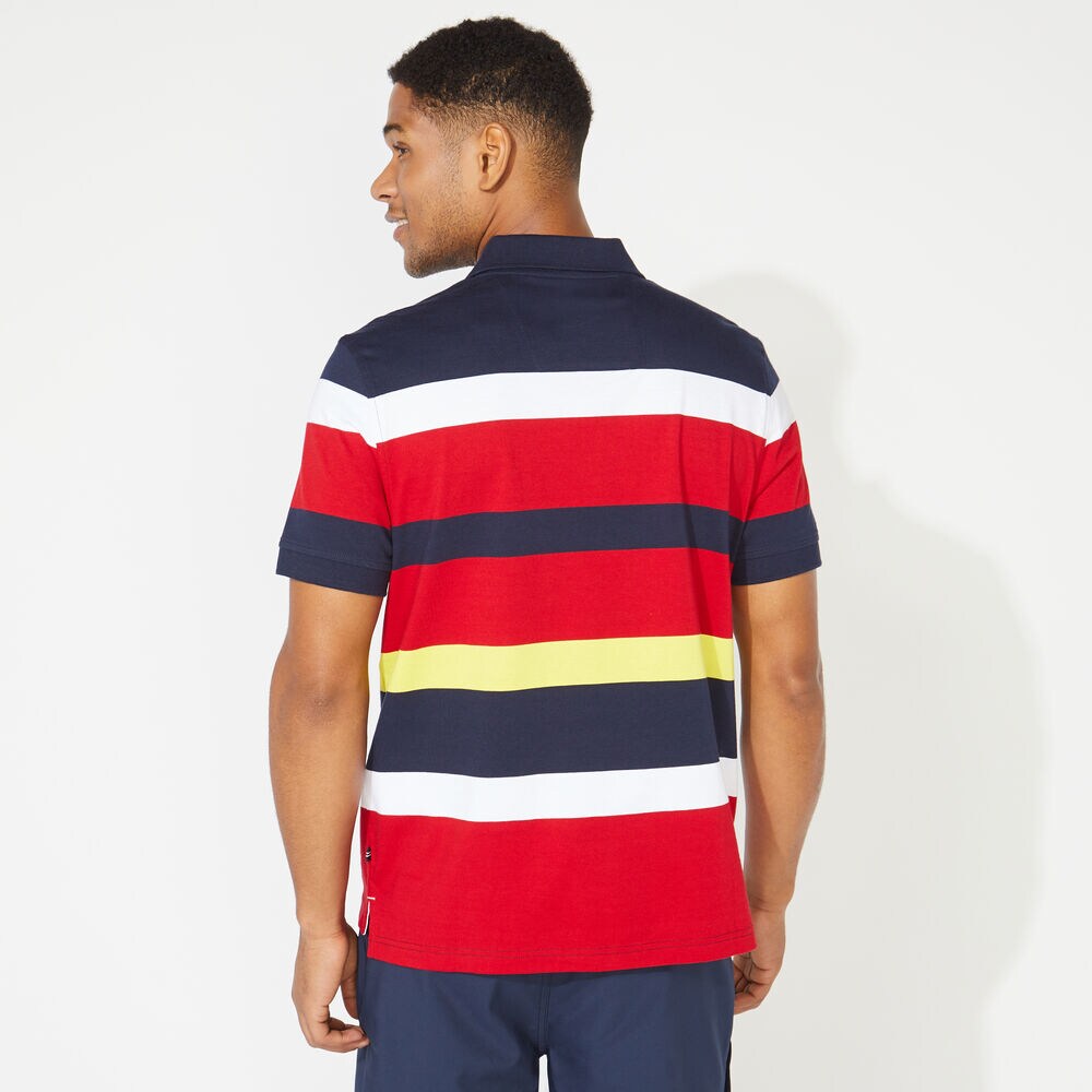 BIG & TALL CLASSIC FIT STRIPED POLO,Navy,large