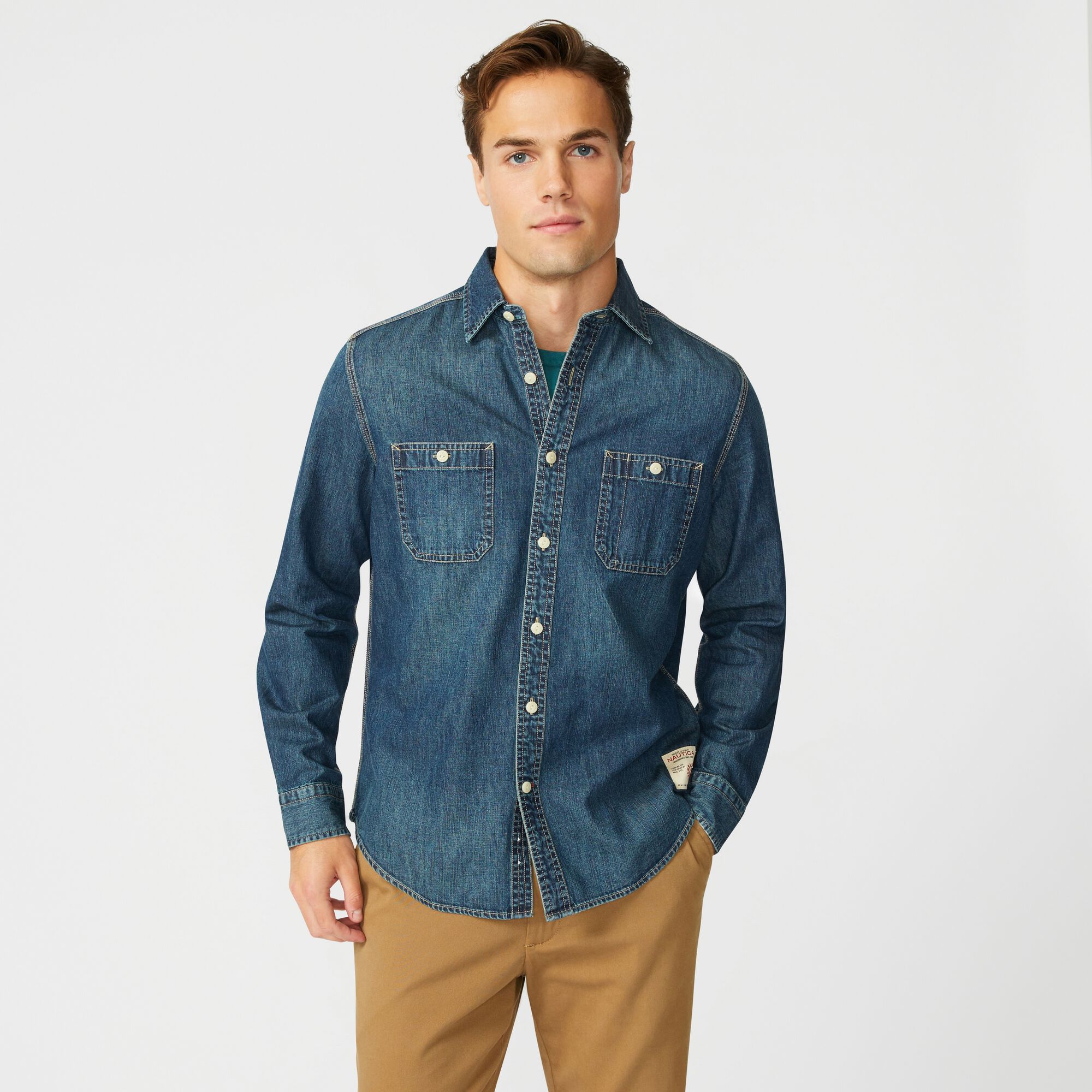 DENIM SHIRT,Navy,large