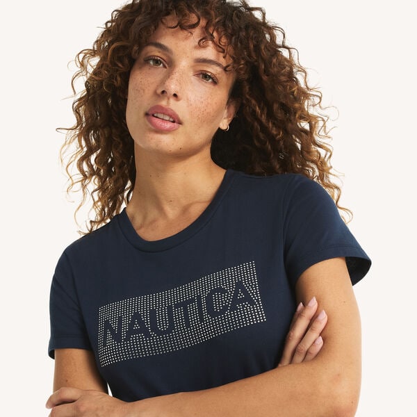 Rhinestone Logo Graphic T-Shirt