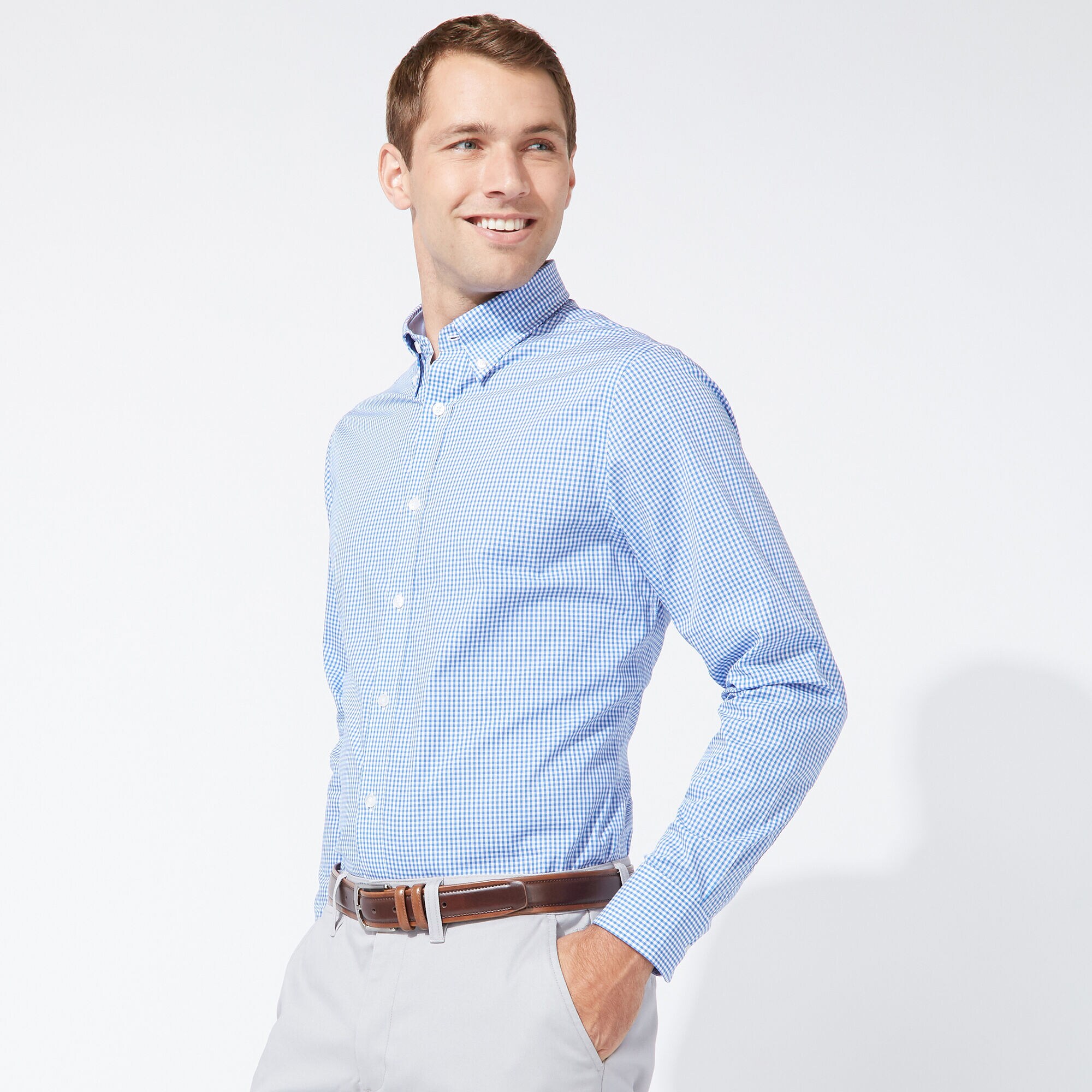 CLASSIC FIT STRETCH-COTTON SHIRT,South Beach Aqua,large