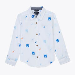 BOYS’ PRINTED BRAND ICON SHIRT (8-16),Antique White Wash,large