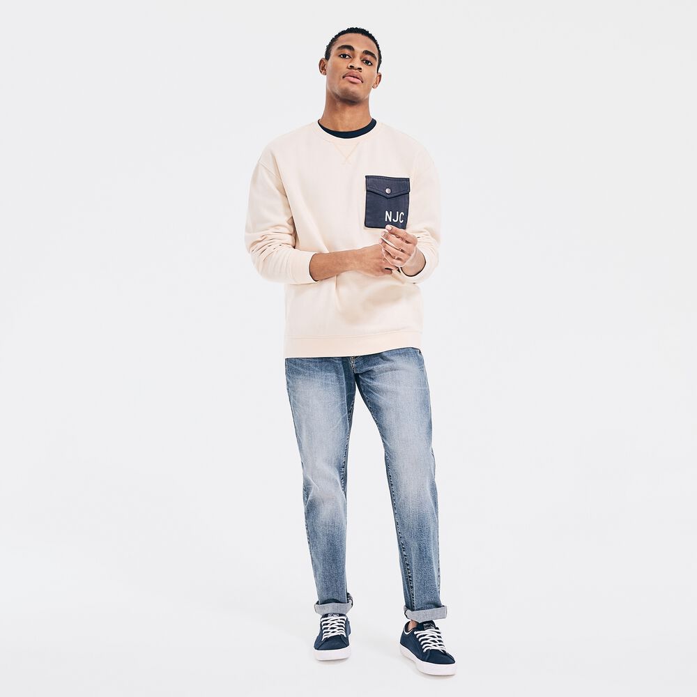 NAUTICA JEANS CO. POCKET SWEATSHIRT,Wheat Flax,large