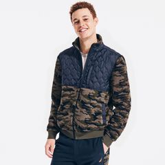 QUILTED CAMOUFLAGE SHERPA FLEECE,Olive,large