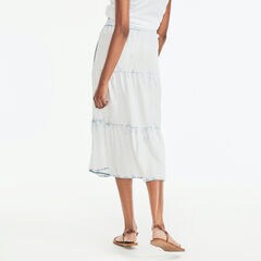 SUSTAINABLY CRAFTED TIERED MIDI SKIRT,Classic Blue,large
