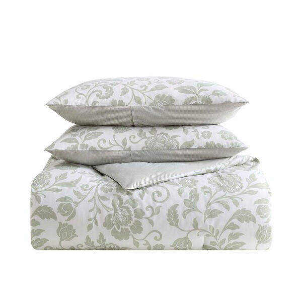 Jacob Bay Floral Green King Comforter Set