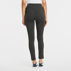 PULL ON HEATHER PONTE ANKLE PANTS,Dark Black Heather,large