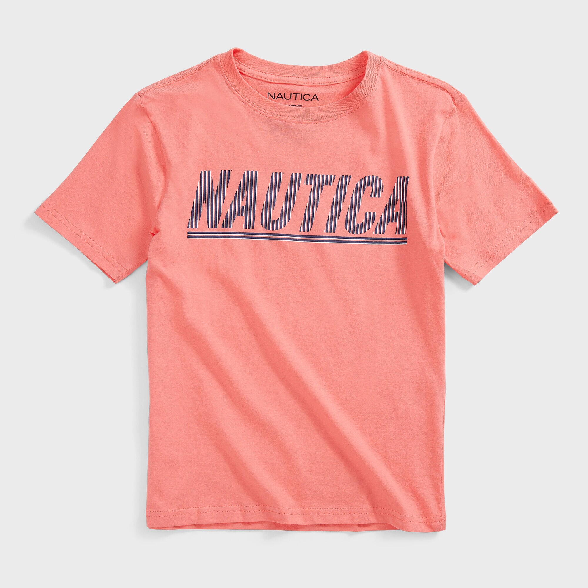 LITTLE BOYS' STRIPED LOGO GRAPHIC T-SHIRT (4-7),Sugar Coral,large