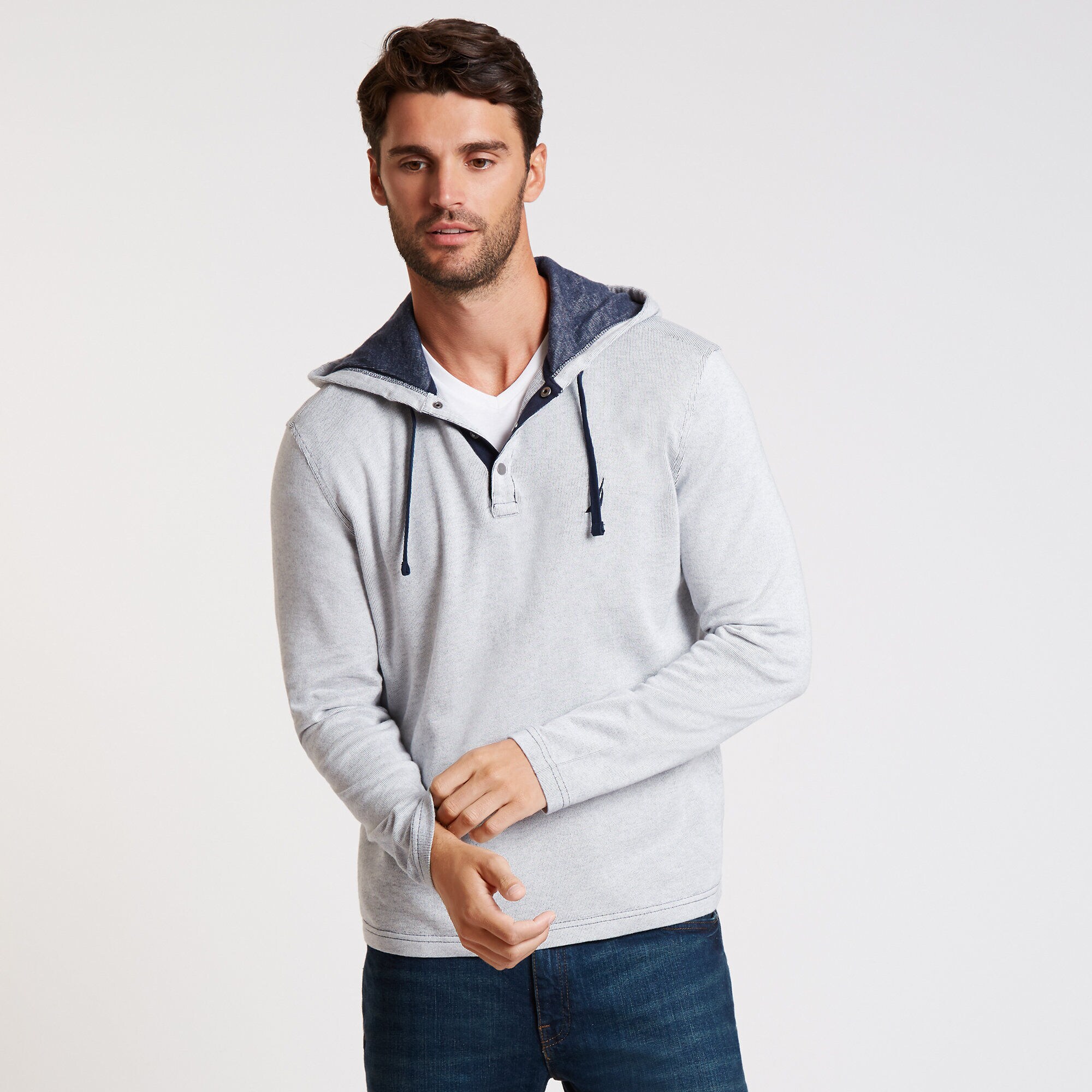 Drawstring Pullover Hoodie,Marshmallow,large