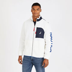 Sherpa Full-Zip Jacket with Logo Detail,Marshmallow,large