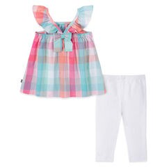 TODDLER GIRLS' PLAID CAPRI 2PC SET (2T-4T),Pink,large