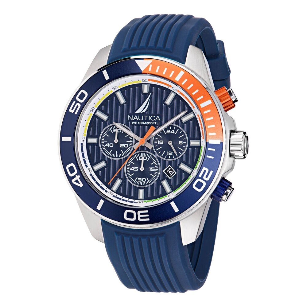 Nautica One Silicone Chronograph Watch,Multi,large