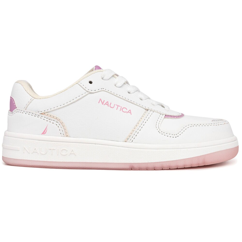 Girls' Logo Lace-Up Sneaker,Bright White,large