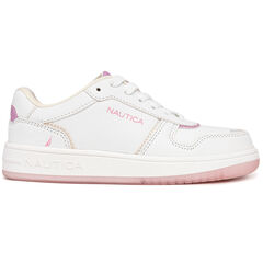 Girls' Logo Lace-Up Sneaker,Bright White,large