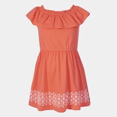 GIRLS' RUFFLED PRINT DRESS (8-20),Orange Sunset,large