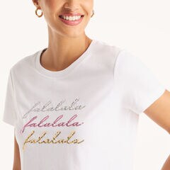 Sequin Fa-La-La-La-La Graphic T-Shirt,Bright White,large