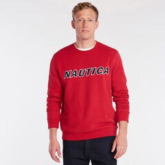 NAUTICA LOGO CREWNECK SWEATSHIRT,Nautica Red,large