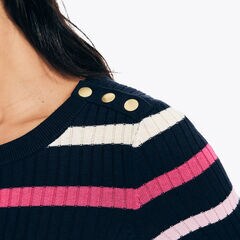 Striped Crewneck Sweater,Stellar Blue Heather,large