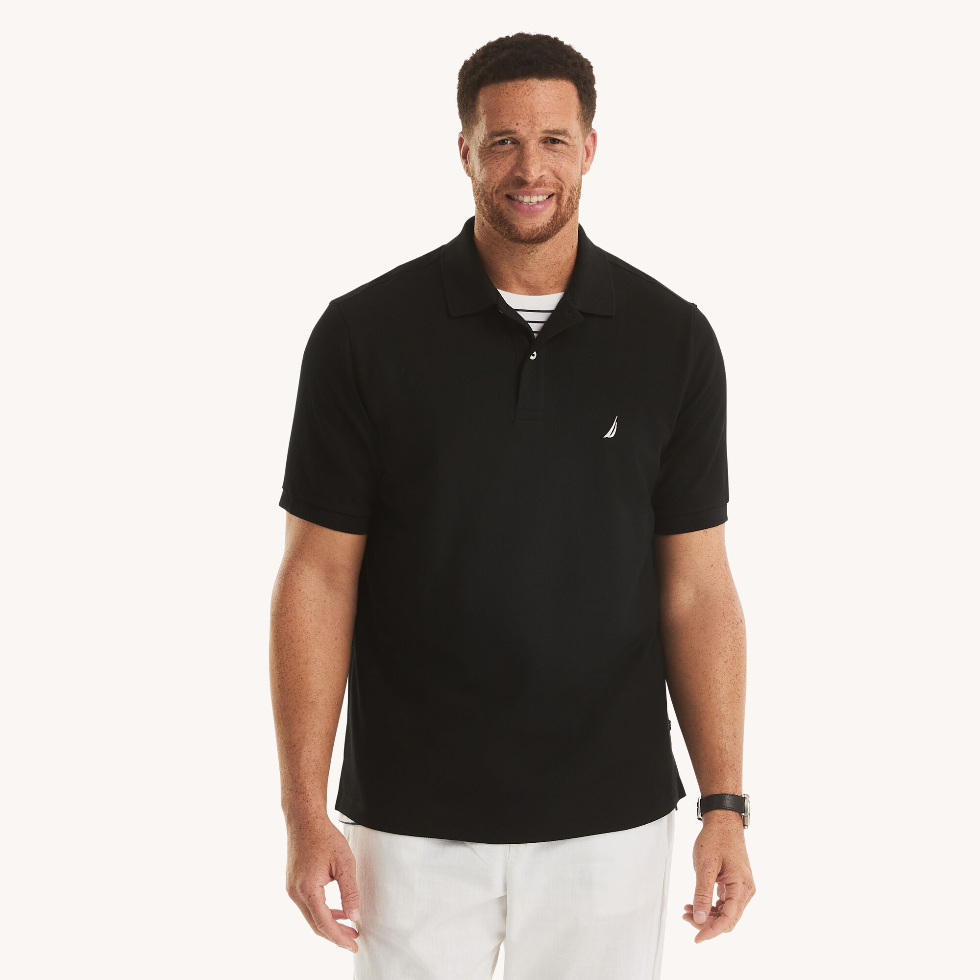 Big & Tall Classic Fit Deck Polo,True Black,large