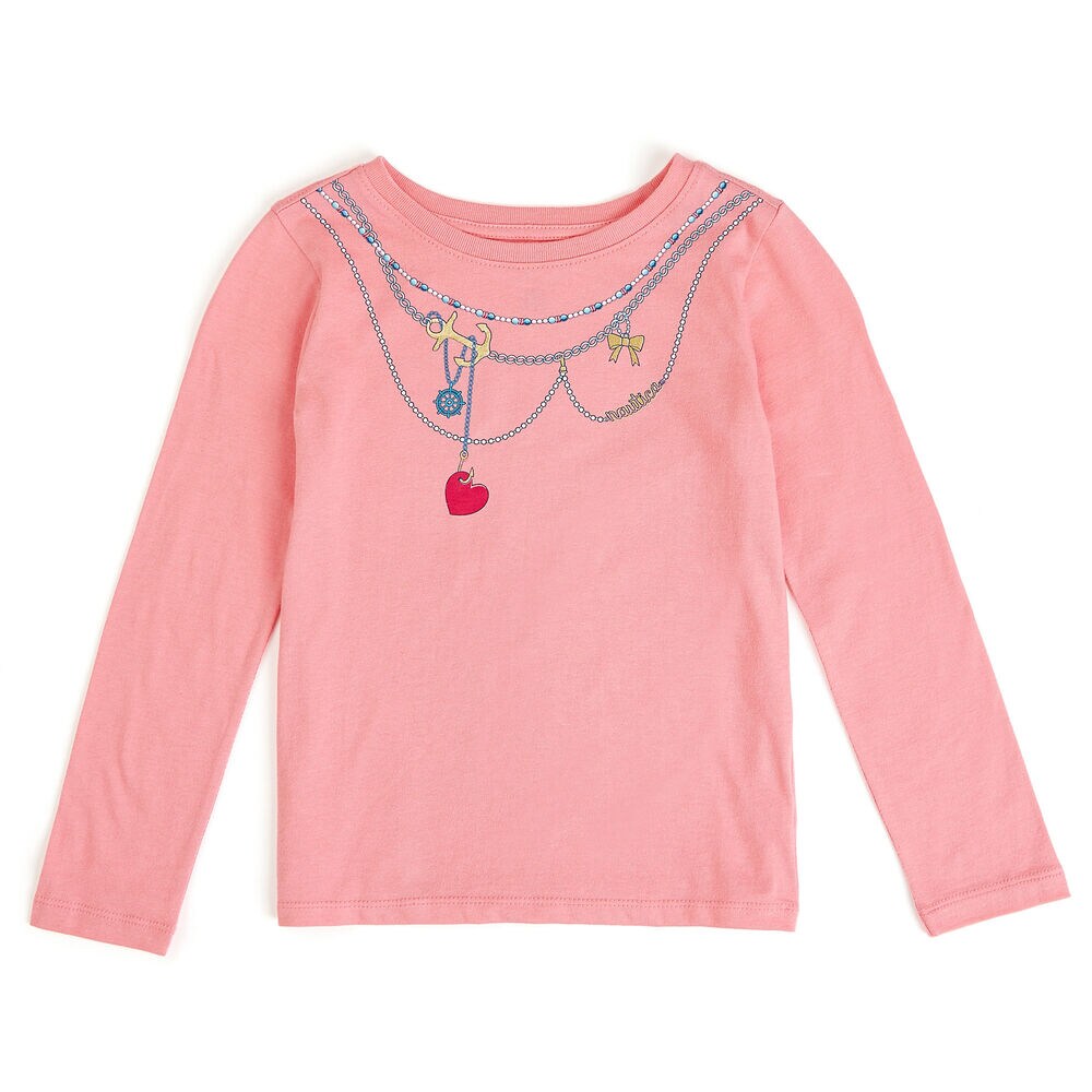 Toddler Girls' Necklace Graphic Long Sleeve Tee (2T-4T),Tabasco,large