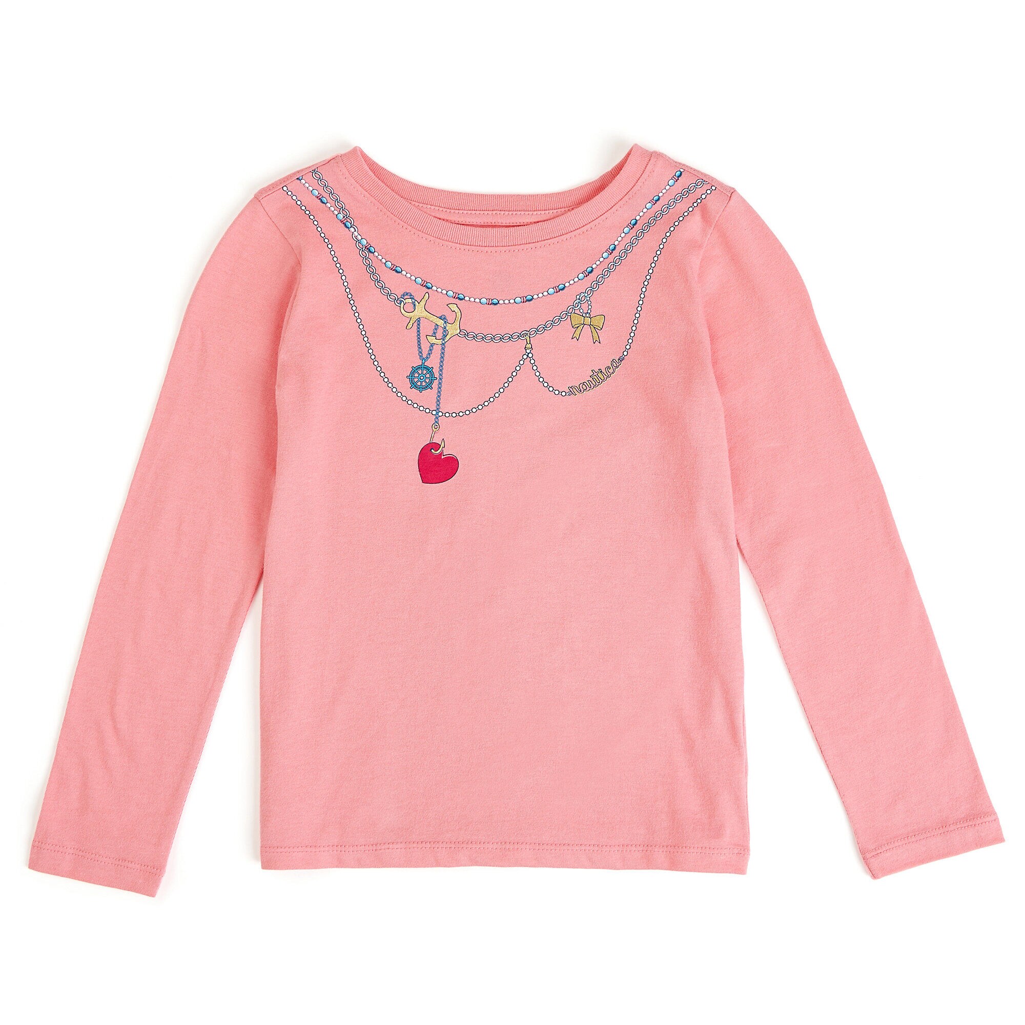 Toddler Girls' Necklace Graphic Long Sleeve Tee (2T-4T),Tabasco,large