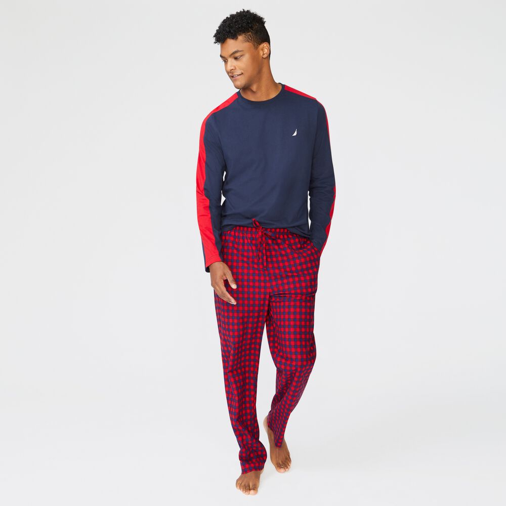 COLORBLOCK BRAND ICON LONG SLEEVE SLEEP TOP,Navy,large