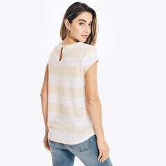 SCOOP-NECK STRIPED TOP,Marzipan,large