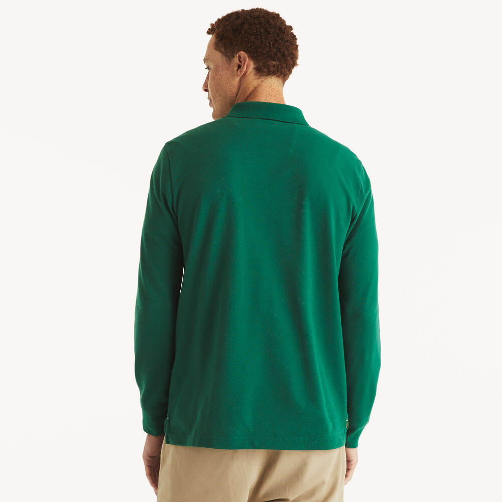 Classic Fit Long-Sleeve Striped Polo,Nile,large