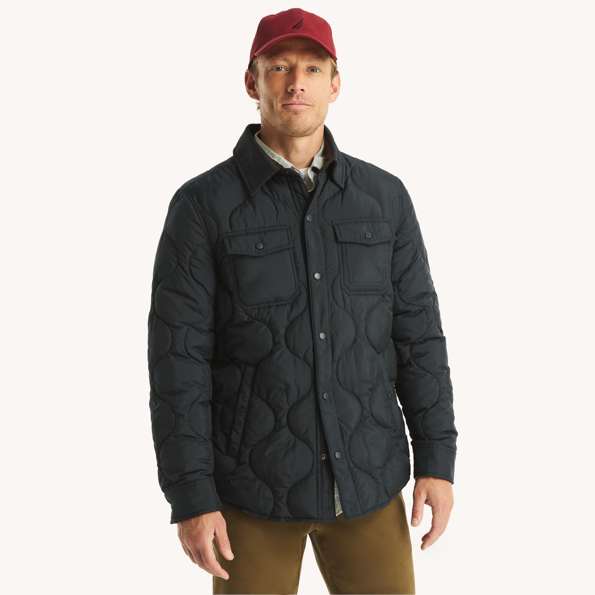 Tempasphere Quilted Shirt Jacket,Navy,large