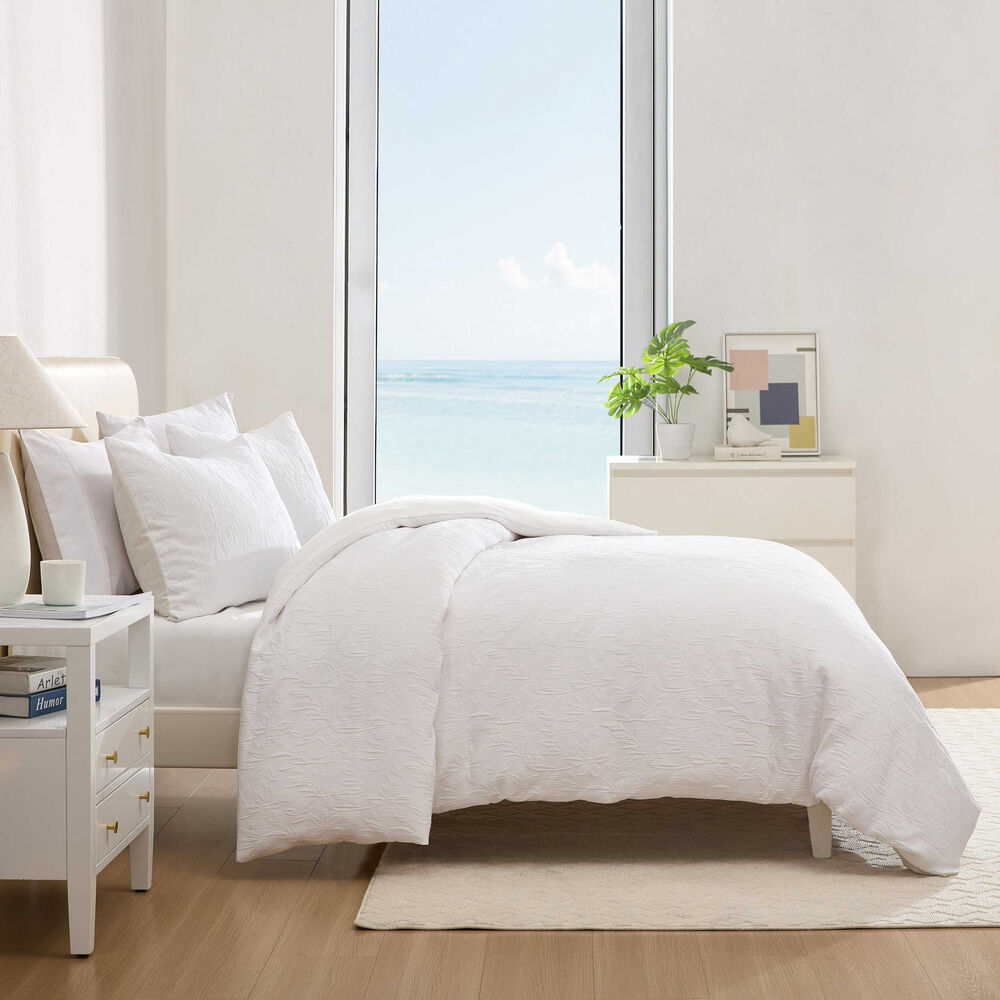 Seaside Floral White King Comforter-Sham Set,Antique White Wash,large