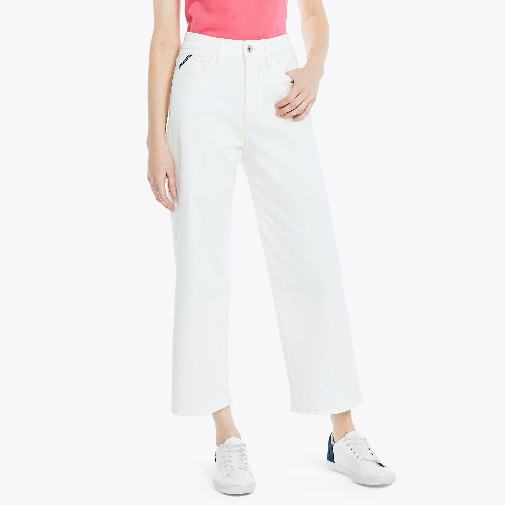 NAUTICA JEANS CO. HIGH-RISE WIDE LEG CROP DENIM,Marshmallow,large