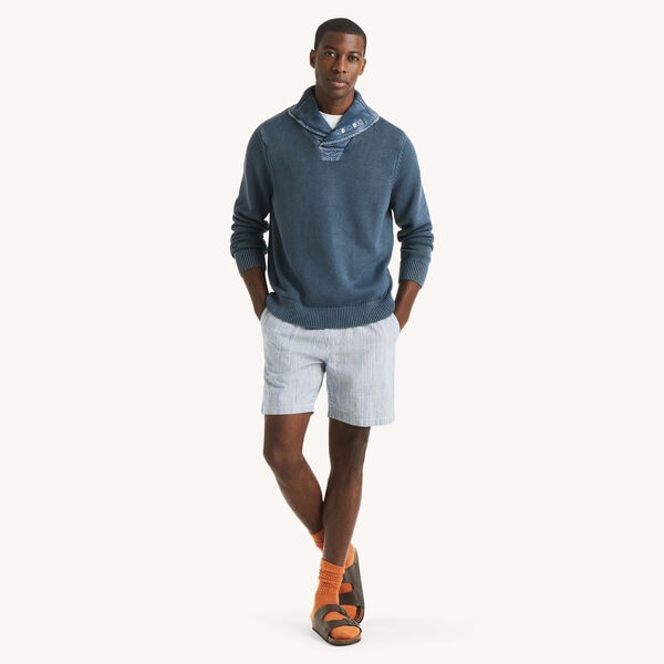 Stonewashed Shawl Collar Sweater