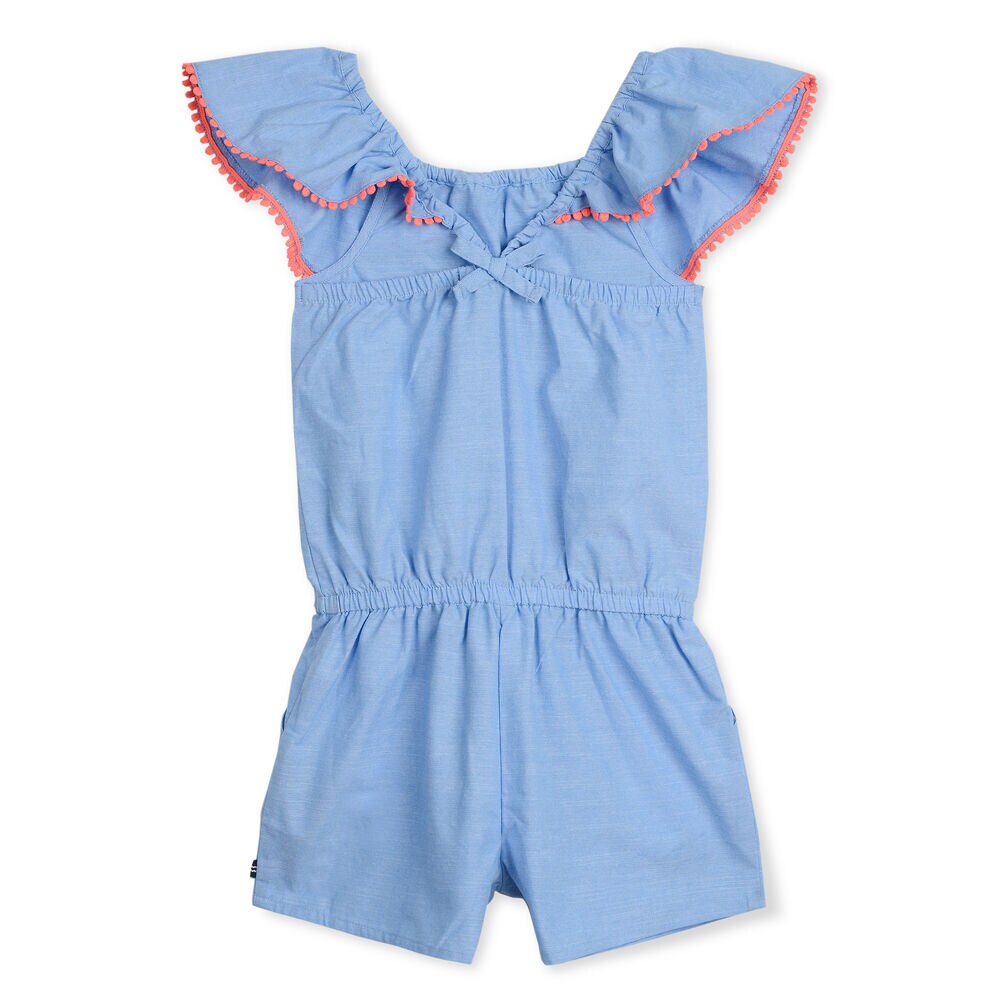 GIRLS' CHAMBRAY ROMPER,Peacoat,large