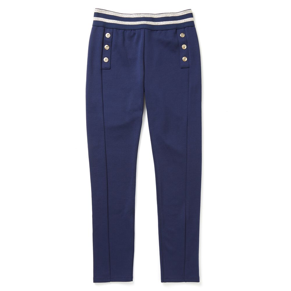 Toddler Girls' Ponte Knit Sailor Pants,Navy,large