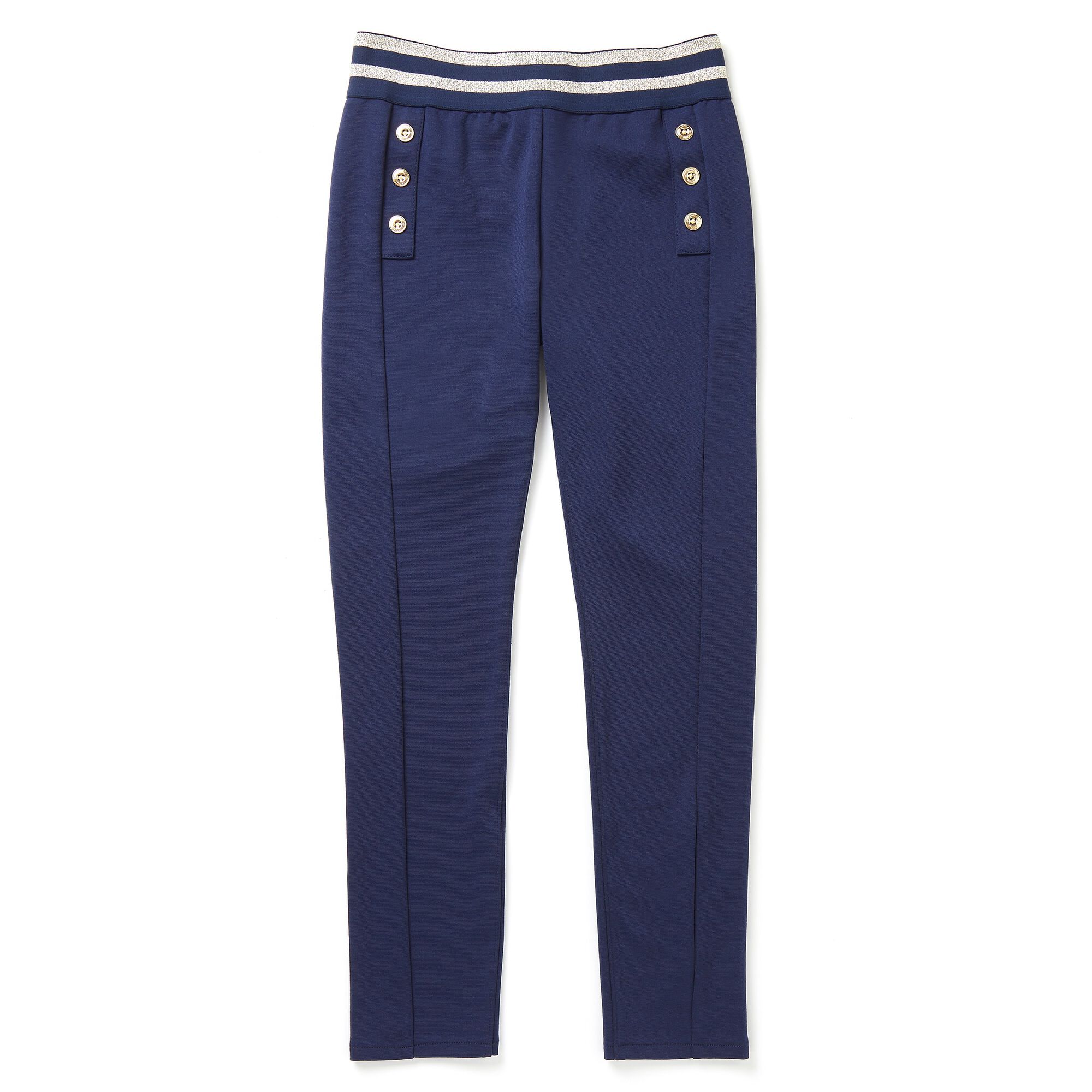 Toddler Girls' Ponte Knit Sailor Pants,Navy,large