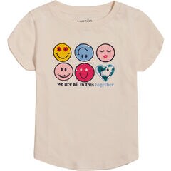 GIRLS' SMILE TOGETHER T-SHIRT (8-16),White Cap,large