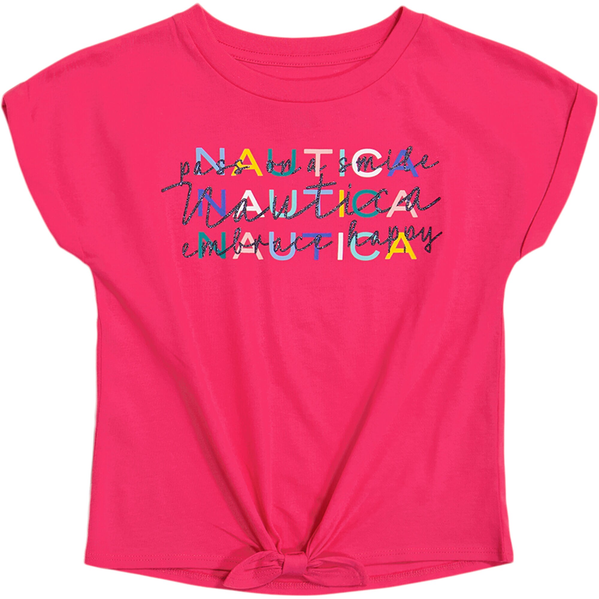 LITTLE GIRLS' LOGO TIE-FRONT T-SHIRT (4-6x),Dark Acacia,large
