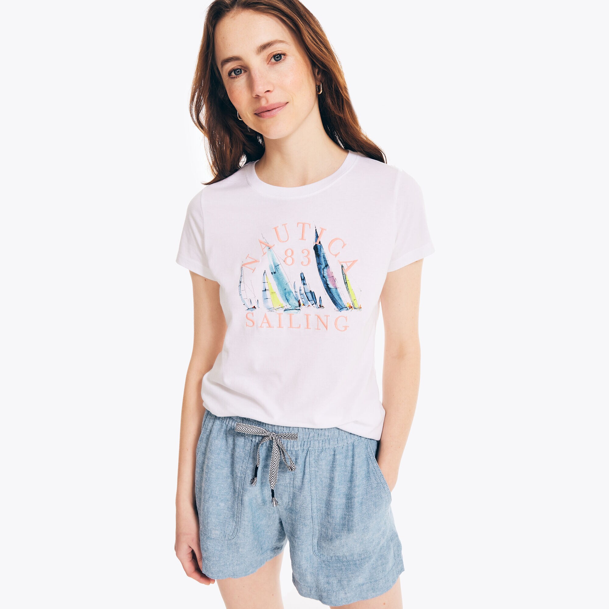 SAILING GRAPHIC T-SHIRT,Bright White,large